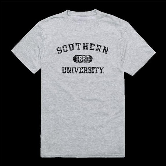 Southern University Jaguars Distressed Arch College T-Shirt, Heather Grey - Medium