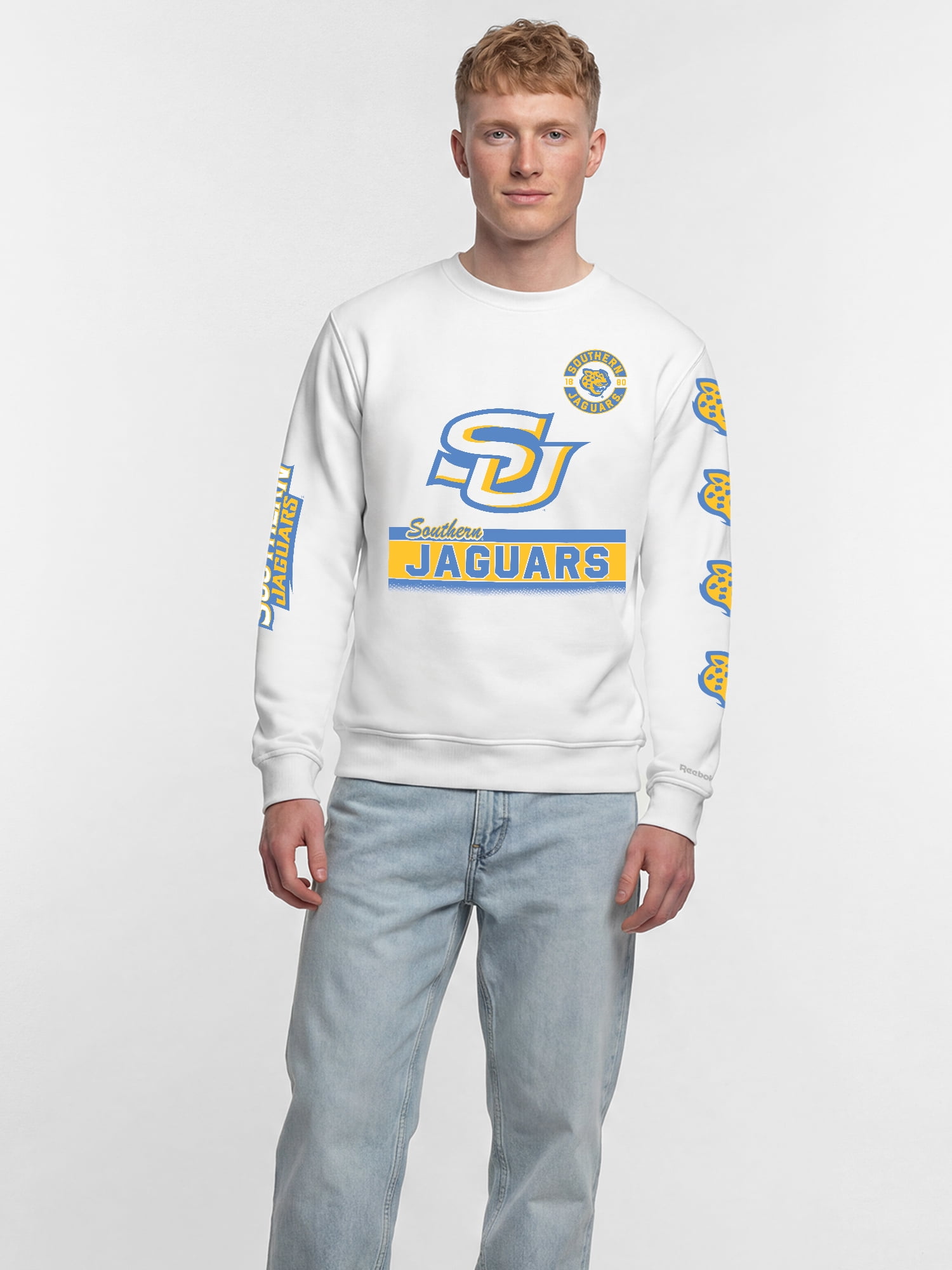 Southern University Jaguars Reebok Mens White Crew Sweatshirt