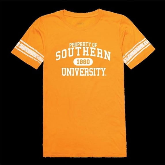 Southern University Jaguars Women Property Football T-Shirt, Gold - Extra Large