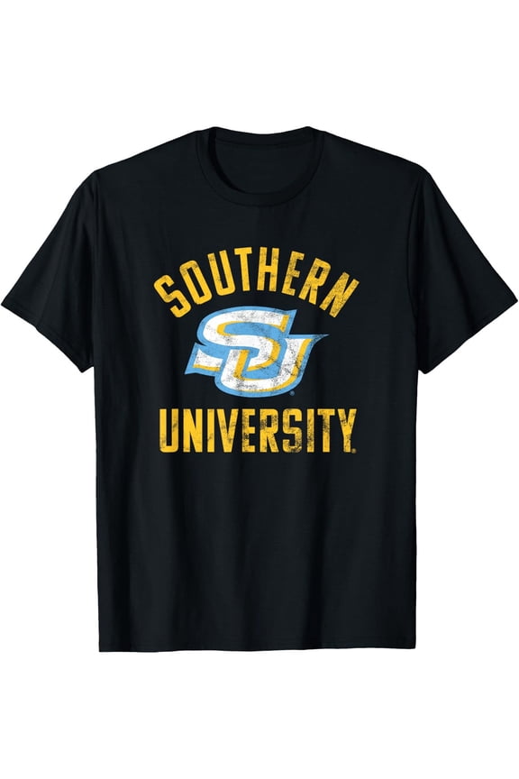 Southern University Men's Cotton T-Shirt - Soft & Breathable, Black with Yellow Logo, Casual Round Neck Tee for Casual Attire & Special Occasions