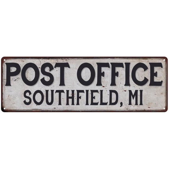 Southfield, Mi Post Office Metal Sign Vintage 8x24 108240011464