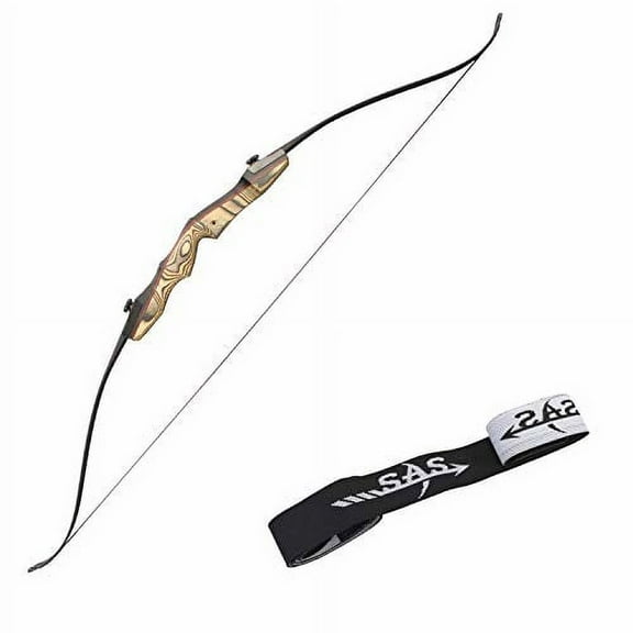 Southland Archery Supply Premier 62" Takedown Recurve Bow Wooden Traditional with Hard Maple Wood Riser and Limb Side Texture + Stringer - FF Compatible - Left Hand - 45lbs.