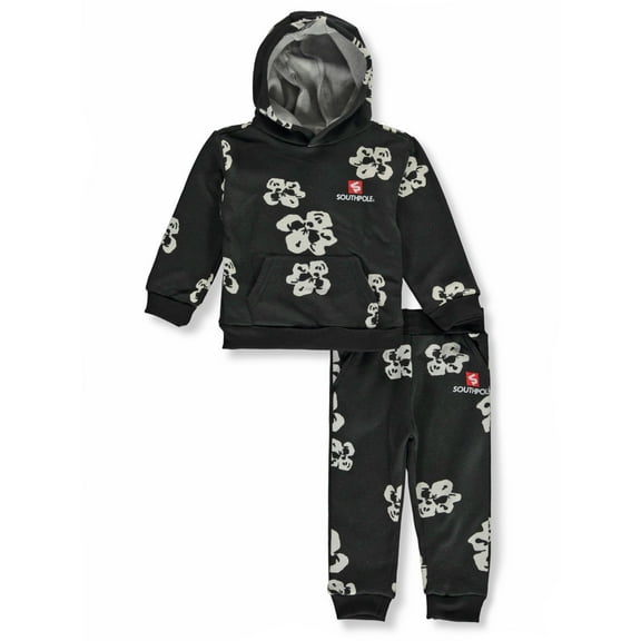 Southpole Baby Boys' 2-Piece Flowers Joggers Set Outfit Color: black/multi Size: 18 months