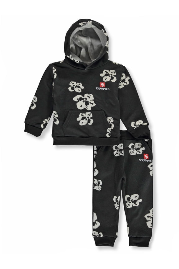 Baby Boys' 2-Piece Flowers Joggers Set Outfit Color: black/multi Size: 18 months