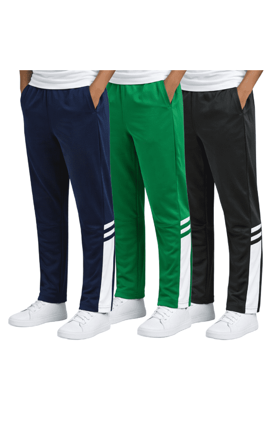 Boys Jogger Pants - 3 Pack Breathable Tricot Track Pants Joggers for Boys (Sizes: 8-20)