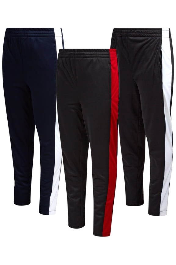 Boys Jogger Pants - 3 Pack Breathable Tricot Track Pants Joggers for Boys (Sizes: 8-20)