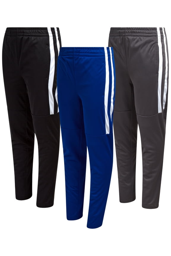 Boys Jogger Pants - 3 Pack Breathable Tricot Track Pants Joggers for Boys (Sizes: 8-20)