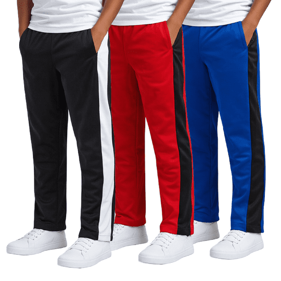 Southpole Boys Jogger Pants - 3 Pack Breathable Tricot Track Pants Joggers for Boys (Sizes: 8-20)