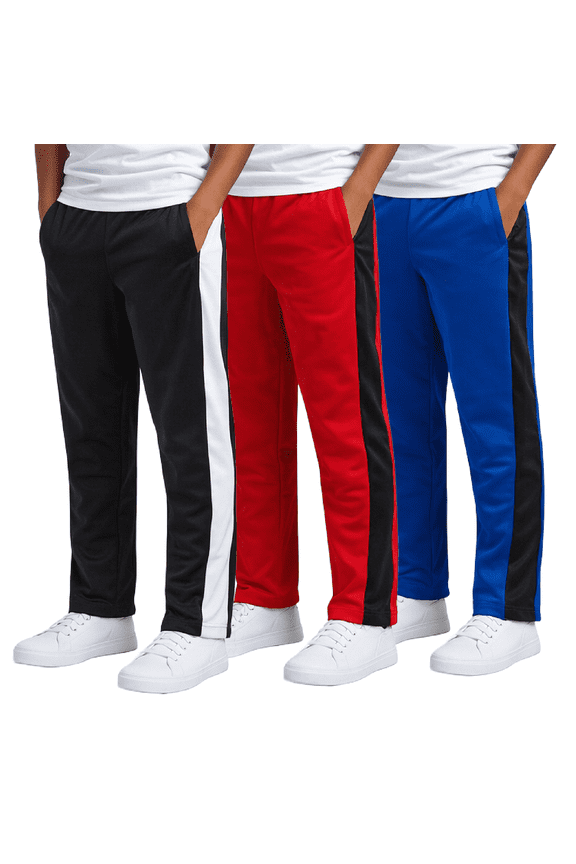 Boys Jogger Pants - 3 Pack Breathable Tricot Track Pants Joggers for Boys (Sizes: 8-20)