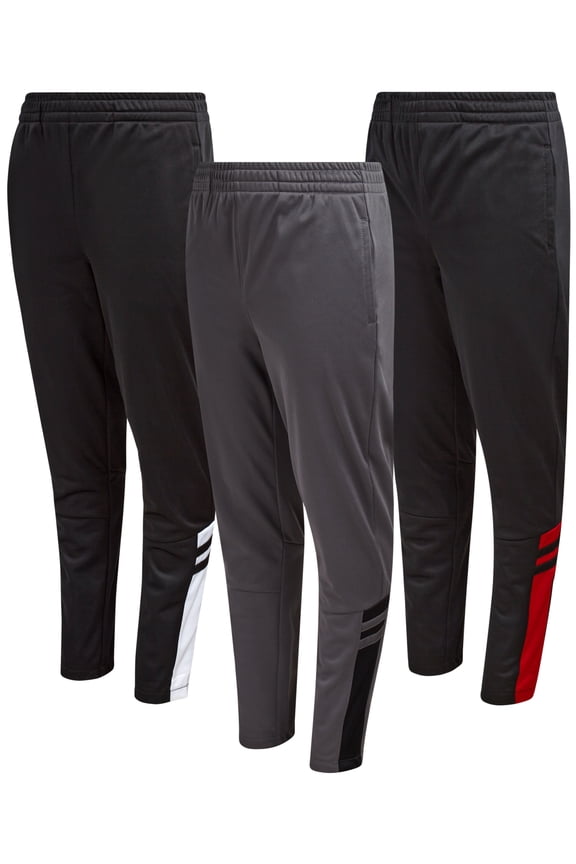 Boys Jogger Pants - 3 Pack Breathable Tricot Track Pants Joggers for Boys (Sizes: 8-20)