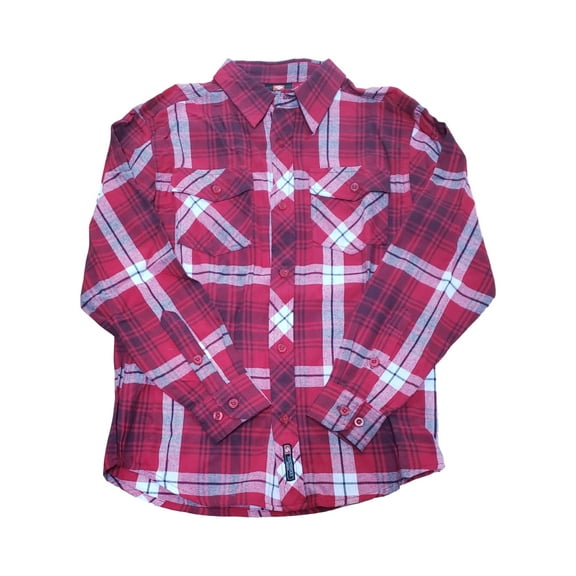 Southpole Boys Red Plaid Button-Down Long Sleeve Cotton Flannel Shirt M(5)