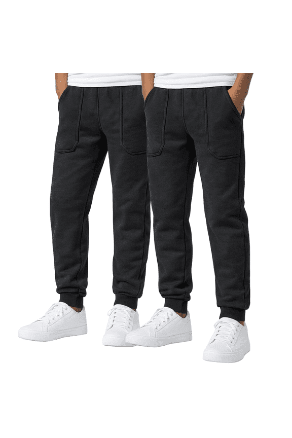 Boys Sweatpants - 2 Pack Cozy Fleece Joggers for Boys with Drawstring Waistband (Size: 8-20)