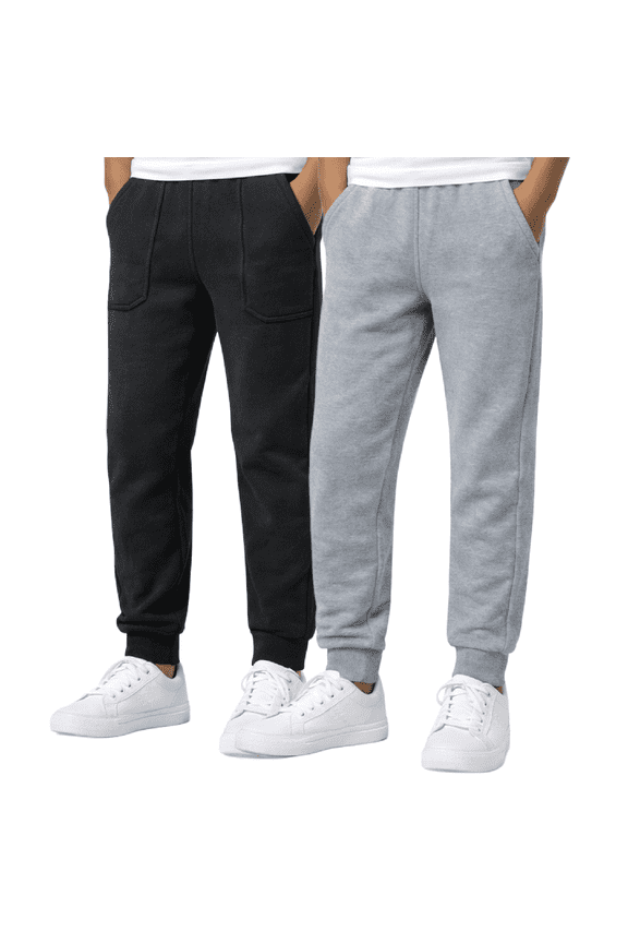 Boys Sweatpants - 2 Pack Cozy Fleece Joggers for Boys with Drawstring Waistband (Size: 8-20)