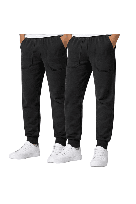Boys Sweatpants - 2 Pack Cozy Fleece Joggers for Boys with Drawstring Waistband (Size: 8-20)