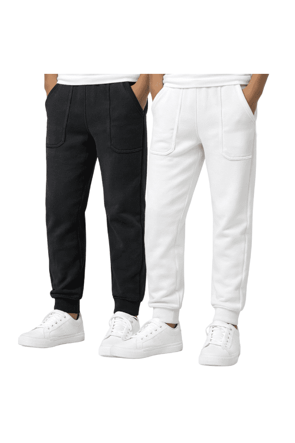 Boys Sweatpants - 2 Pack Cozy Fleece Joggers for Boys with Drawstring Waistband (Size: 8-20)