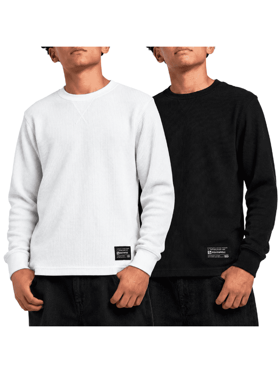 Boys Thermal Henley Shirt - Waffle Knit Warm Long Sleeve Boys Henley Shirt 2 Pack Casual Top