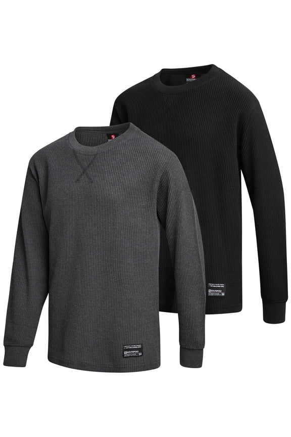 Boys Thermal Shirt - 2 Pack Boys Long Sleeve Thermal Shirts Crewneck Henley Top (8-20)