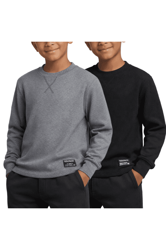 Boys Thermal Henley Shirt - Waffle Knit Warm Long Sleeve Boys Henley Shirt 2 Pack Casual Top