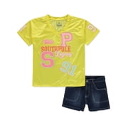 Southpole Girls 2-Piece Denim Shorts Set Outfit Color yellow Size 2t