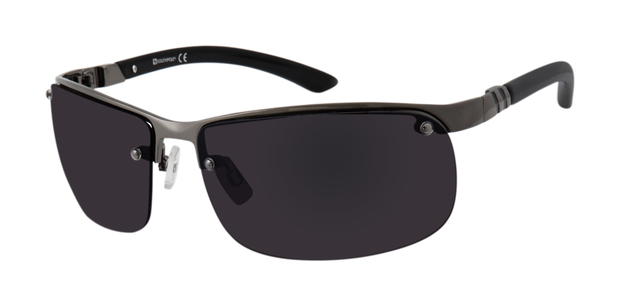 Southpole Men's 5007SP Sporty Metal UV400 Protective Rectangular Fashion Sunglasses, 65mm