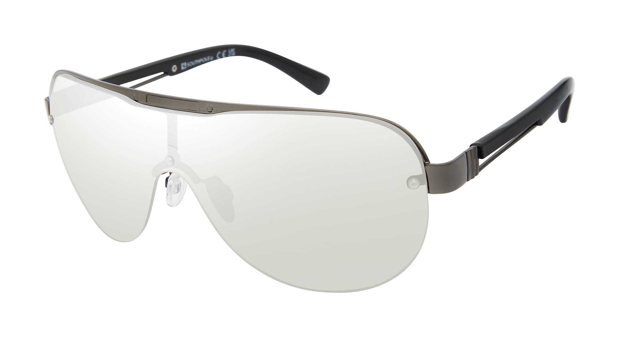 Southpole Men's 5075SP Retro Shield UV400 Protective Rectangular Fashion Sunglasses, 140mm