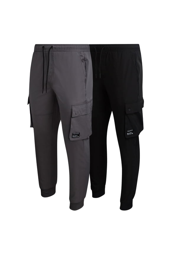 Mens Jogger Pants - Lightweight Stretch Woven Tech Athletic Joggers for Men 2 Pack