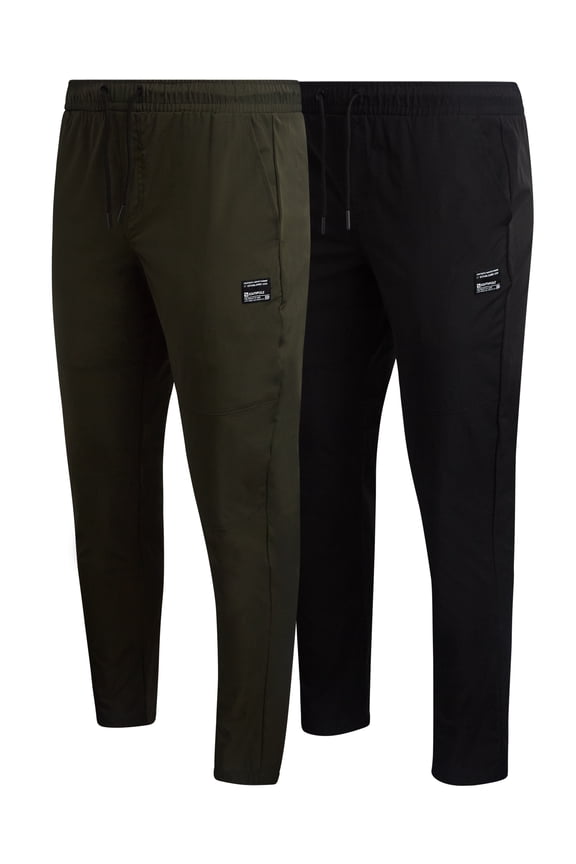 Mens Jogger Pants - 2 Pack Lightweight Stretch Woven Tech Jogger Pants for Men (S-XL)