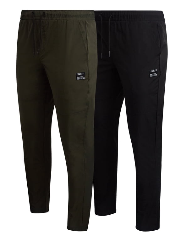 Mens Jogger Pants - Lightweight Stretch Woven Tech Athletic Joggers for Men 2 Pack