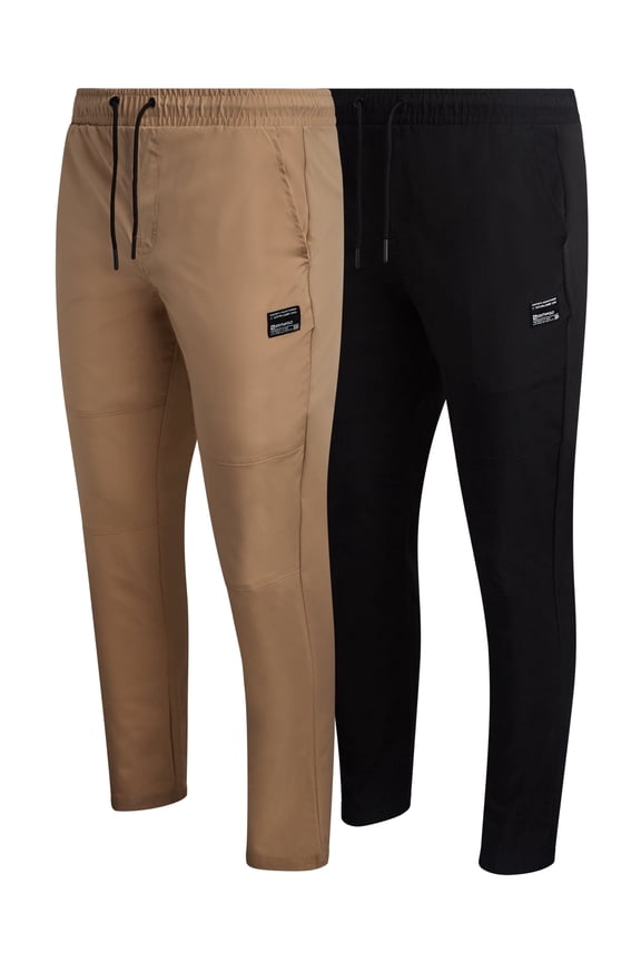 Mens Jogger Pants - Lightweight Stretch Woven Tech Athletic Joggers for Men 2 Pack