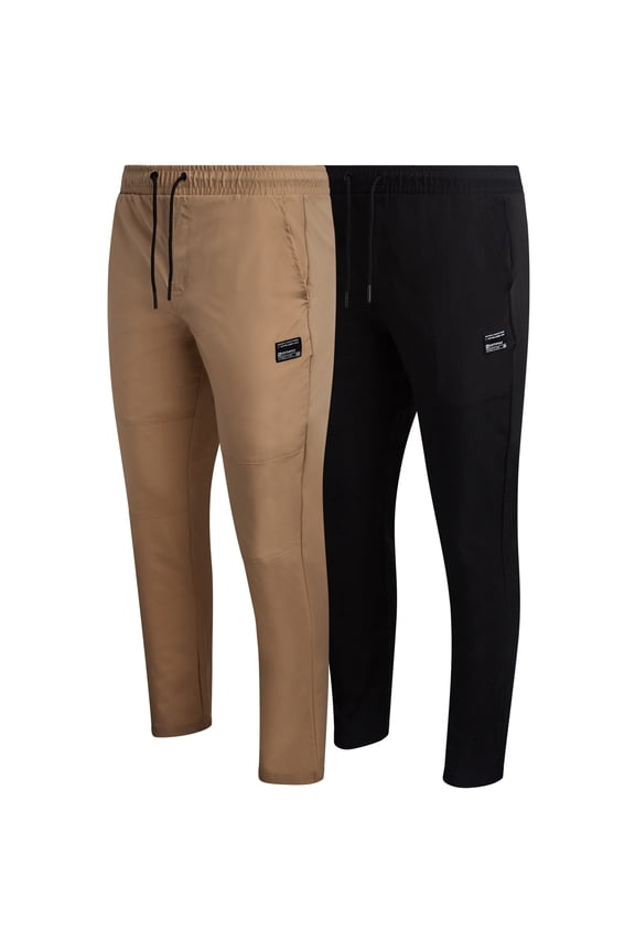 Mens Jogger Pants - Lightweight Stretch Woven Tech Athletic Joggers for Men 2 Pack