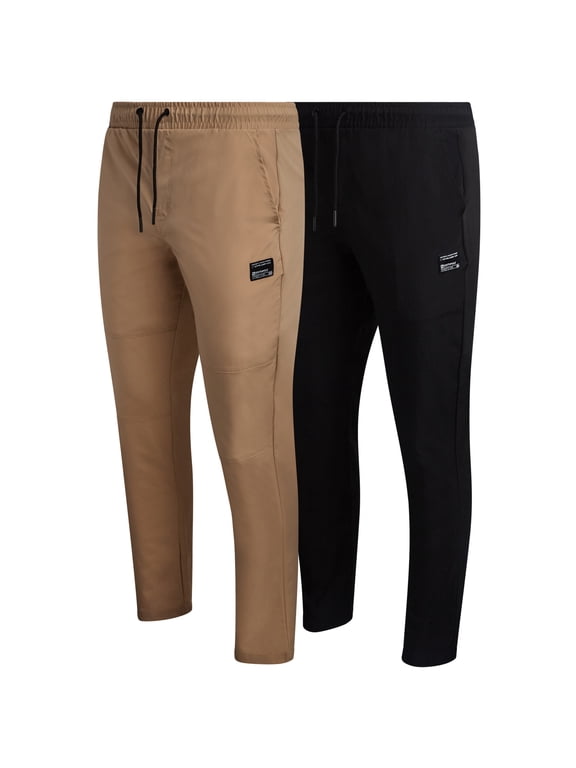 Mens Jogger Pants - Lightweight Stretch Woven Tech Athletic Joggers for Men 2 Pack