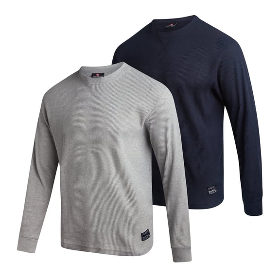 Southpole Mens Thermal Shirts - Crewneck and Henley Top Long Sleeve Thermal Shirts for Men 2 Pack