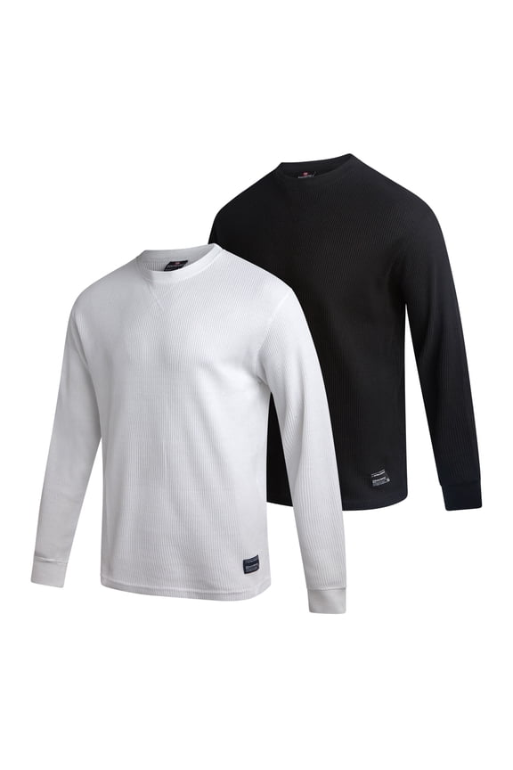 Mens Thermal Shirts - Crewneck and Henley Top Long Sleeve Thermal Shirts for Men 2 Pack