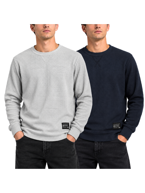 Mens Thermal Shirts - Crewneck and Henley Top Long Sleeve Thermal Shirts for Men 2 Pack