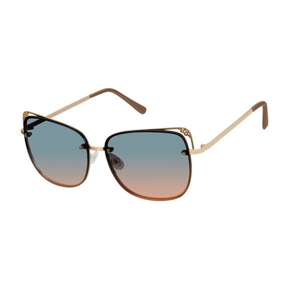 Southpole Women's 1000SP Metal UV400 Protective Square Cat Eye Fashion Sunglasses, 58mm