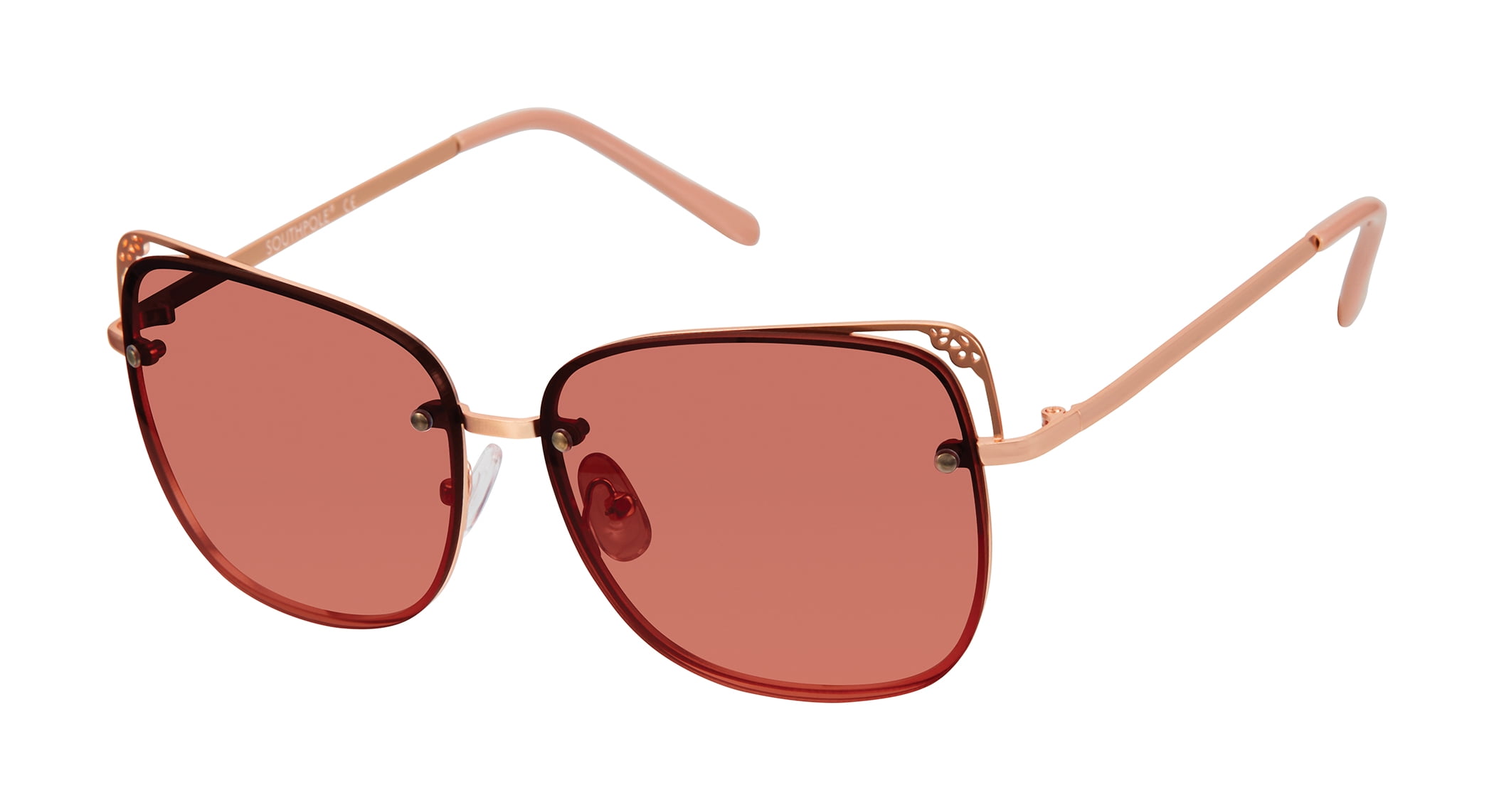 Southpole Women's 1000SP Metal UV400 Protective Square Cat Eye Fashion Sunglasses, 58mm