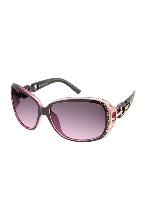Women's 1017SP Rhinestone UV400 Protective Rectangular Fashion Sunglasses, 62mm