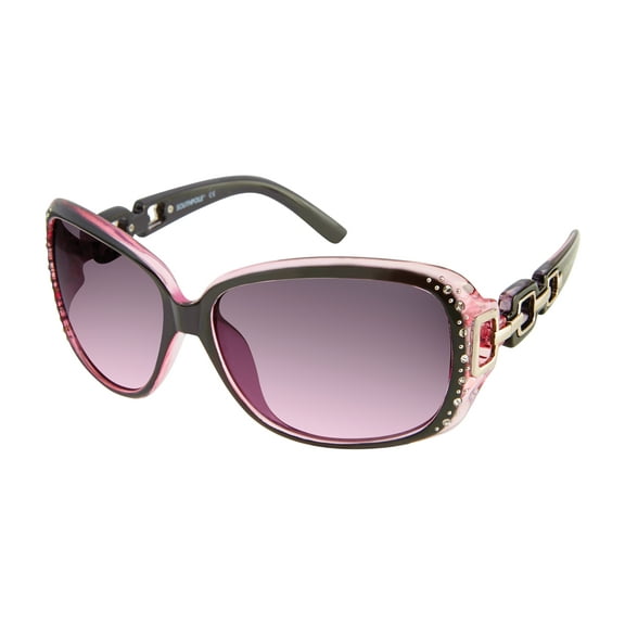 Southpole Women's 1017SP Rhinestone UV400 Protective Rectangular Fashion Sunglasses, 62mm