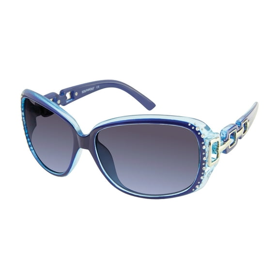 Southpole Women's 1017SP Rhinestone UV400 Protective Rectangular Fashion Sunglasses, 62mm
