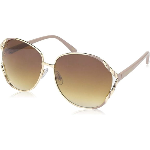 Southpole Women's 1027SP Vented Metal UV400 Protective Round Fashion Sunglasses, 65mm