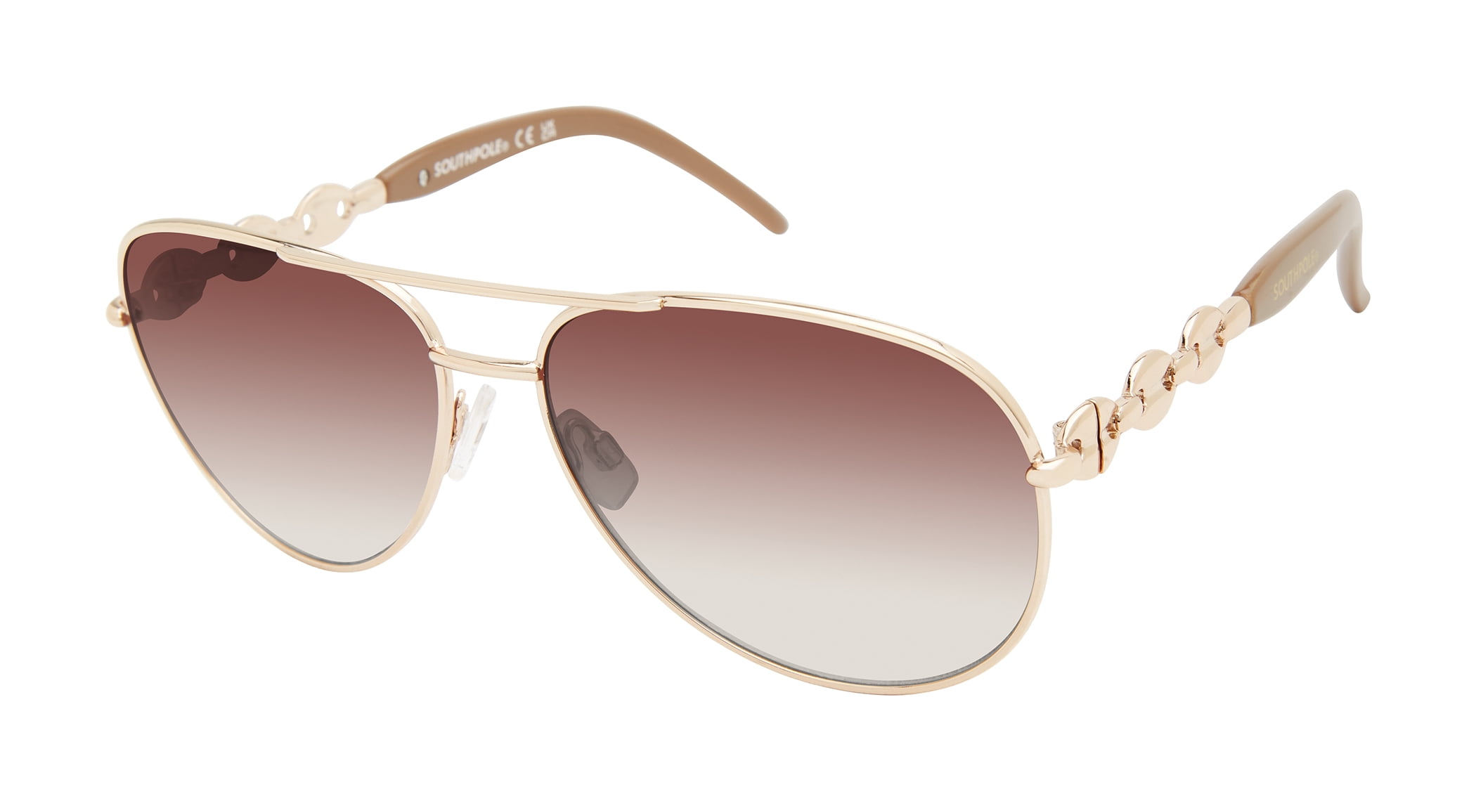 Southpole Women's 1084SP Stylish UV400 Protective Metal Aviator Fashion Sunglasses, 61mm