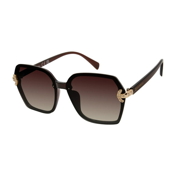 Southpole Women's 1090SP Glitzy UV400 Protective Hexagonal Fashion Sunglasses, 63mm