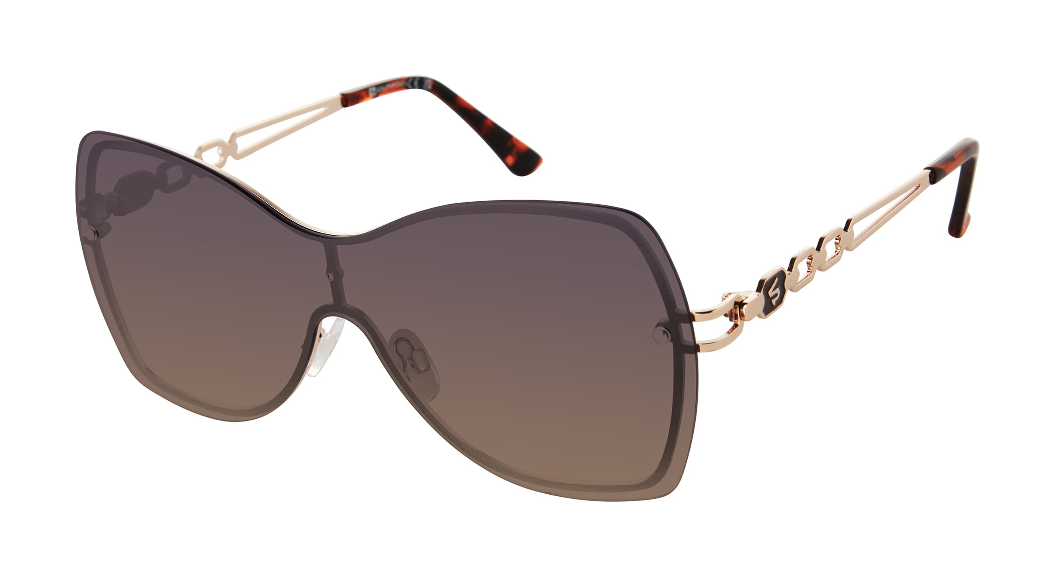 Southpole Women's 1094SP Metal UV400 Protective Butterfly Shield Fashion Sunglasses, 140mm