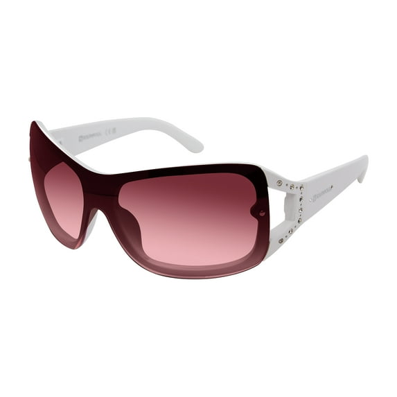 Southpole Women's 1098SP Embellished Wrap UV400 Protective Rectangular Fashion Sunglasses, 59mm