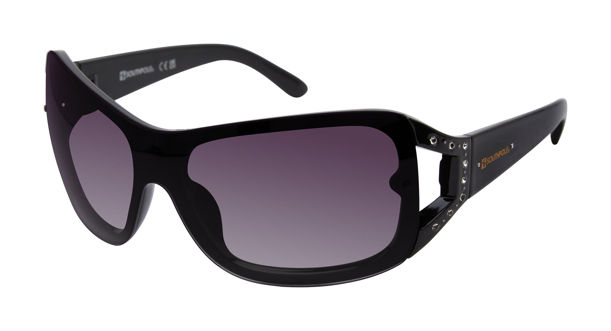 Southpole Women's 1098SP Embellished Wrap UV400 Protective Rectangular Fashion Sunglasses, 59mm
