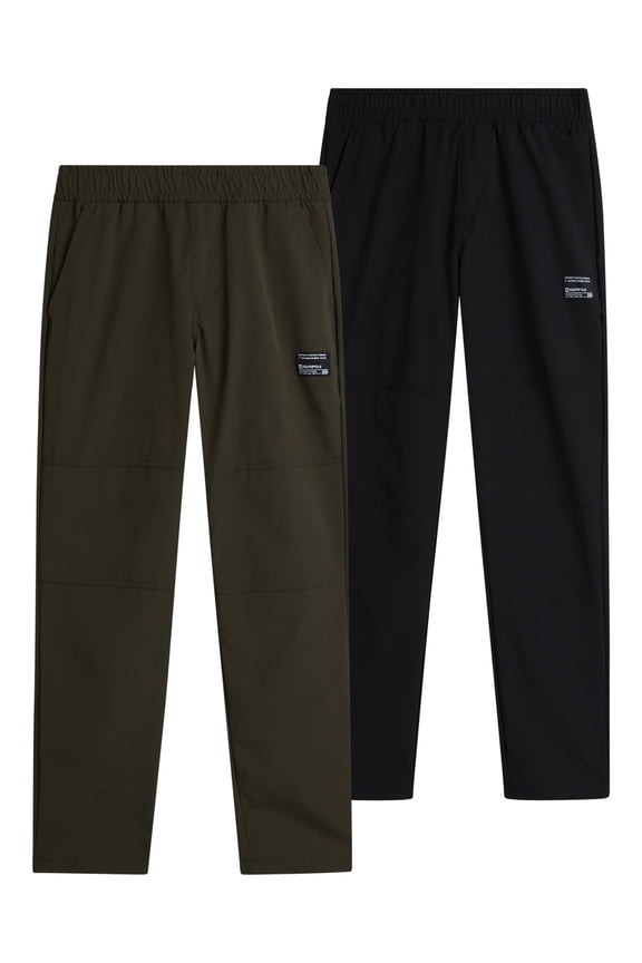 Boys Jogger Pants - 2 Pack Lightweight Tech Woven Athletic Cargo Jogger Pants (S-XL)