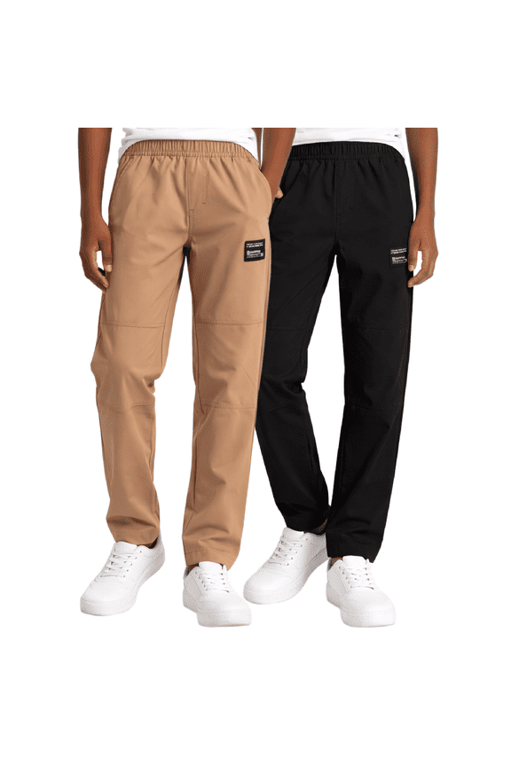 Boys Jogger Pants - 2 Pack Lightweight Tech Woven Athletic Cargo Jogger Pants (S-XL)