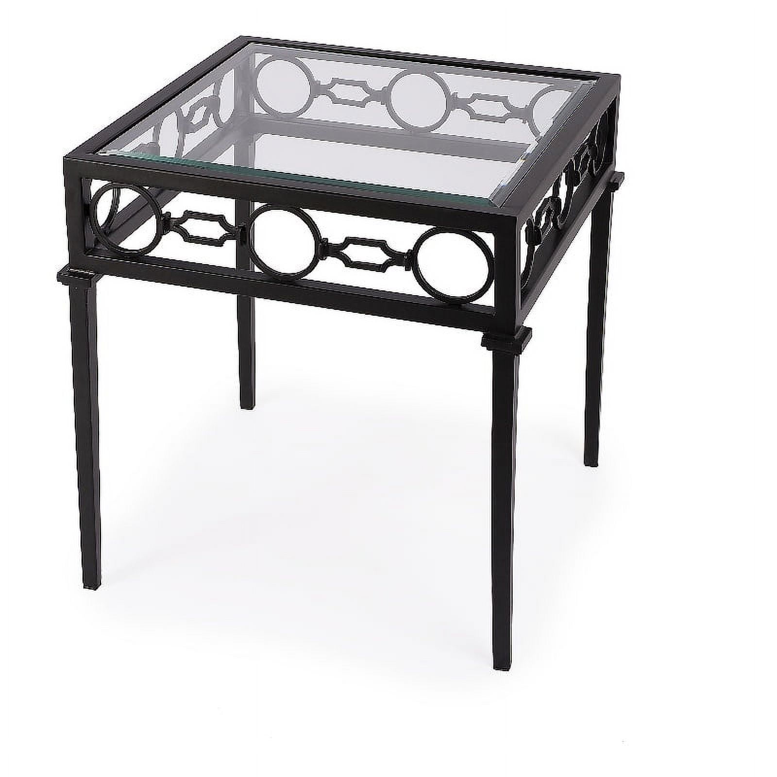 Southport Black Iron and Clear Glass Outdoor End Table