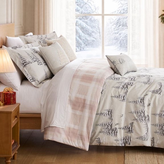 Southshore Fine Linens Frosted Pines Oversized Comforter Set, 6 PCS, 1 Comforter, 2 King Shams, 1 Pillow Cover and 2 Accent Pillows, Double-Brushed Microfiber, King/California King