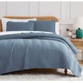 thumbnail image 1 of Southshore Fine Linens Oversized Quilt Bedding Set lightweight, prewash fabric soft coverlet bedspread 2-Piece with One matching sham (68 in wide x 98 in long), Chevron Blue, Twin / Twin XL, 1 of 9
